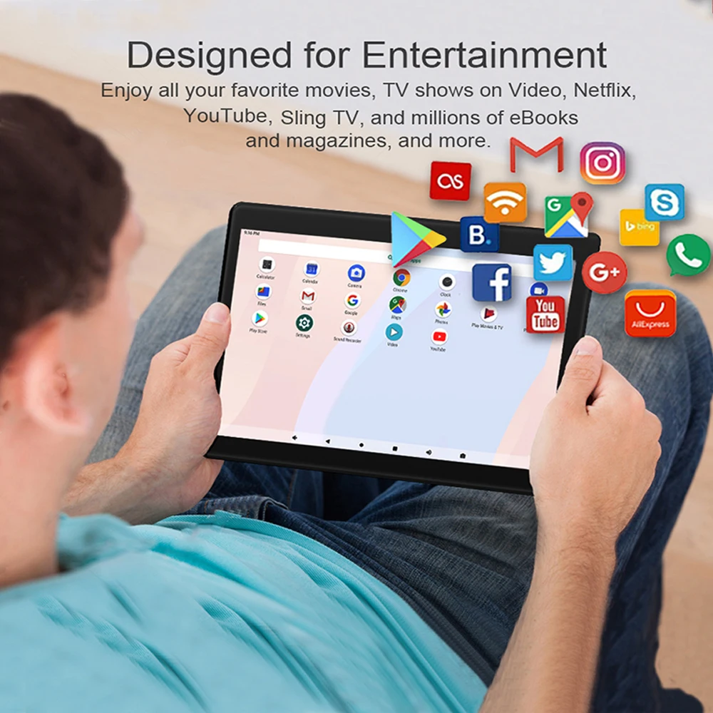 10 дюймовый планшет ZONKO 3G на Android с функцией телефонных звонков Wi Fi GPS Netflix Youtube HD веб