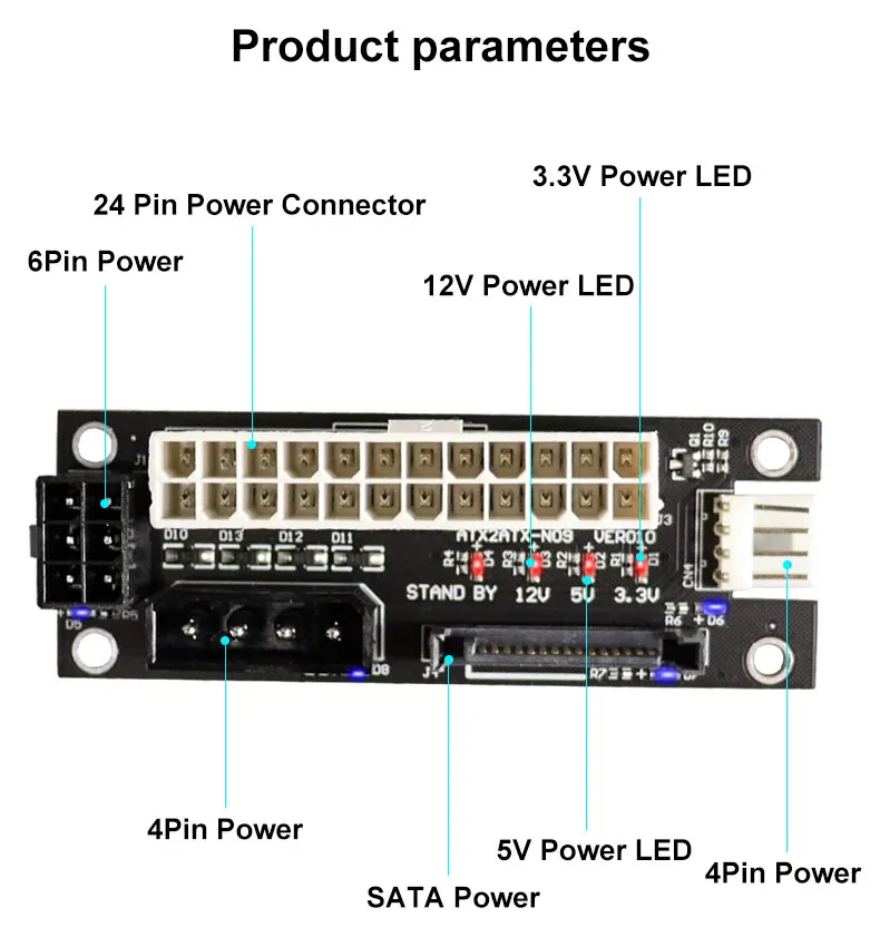 synchroniseur de bloc pc atx broches broches adaptateur de minage avec led