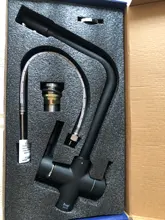 Tap Faucet-Mixer Sink Water-Purification Frap Dual-Handle Black Kitchen Rotation Letter-Design