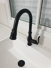 Quyanre negro grifos de cocina sacar fregadero de cocina grifo mezclador Palanca única grifo mezclador de agua grúa para cocina 360 rotación Mezclador