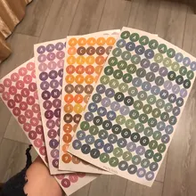 4 hojas de números letra de alfabeto etiqueta lindo amor corazón pegatinas DIY planificador cuaderno diario decoración artículos de papelería