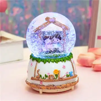 

LORONZ Lovers Musical Snow Globes Night Light Music Ball Craft Home Desktop Decor Ornament Gift for Christmas Valentine's Day