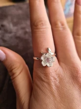 Anillo ajustable de flor de ciruela esmaltada de circón Plata de Ley 925 auténtica, joyería fina elegante para mujer, bisutería de fiesta romántica