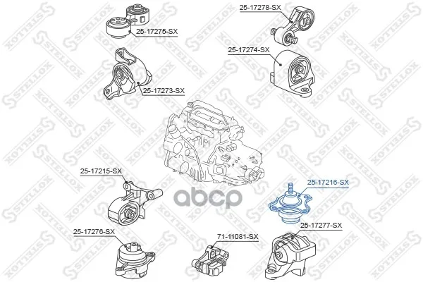25-17216-Sx_подушка Двигателя Левая Гидравлическая! Honda Civic Eu/Ep/Es 2001-2006 Stellox 2517216sx Stellox арт. 2517216SX