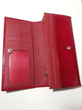 DICIHAYA-Billetera de piel genuina con doble cremallera para mujer, cartera de mano roja con patrón de cocodrilo