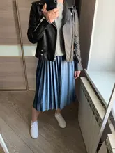 Biker Jacket Coat Motorcycle Sheep-Leather Real-Sheepskin Women Rivet Spring Fashion