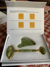 Gua Sha-Rodillo de Jade Natural, masajeador de cara delgada, herramientas de elevación, piedra verde, antiedad, arrugas, belleza de la piel, conjunto de cuidado