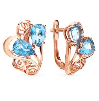 

Gold earrings with Topaz sunlight sample 585