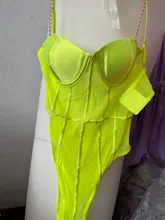 Bodi transparente de malla verde neón para mujer, petos sexys de rayas con espalda descubierta sin mangas, monos de tirantes finos para fiesta, novedad