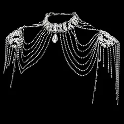 Luxury Crystal Tassel Shoulder Chain Bridal Wedding Accessories Jewelry