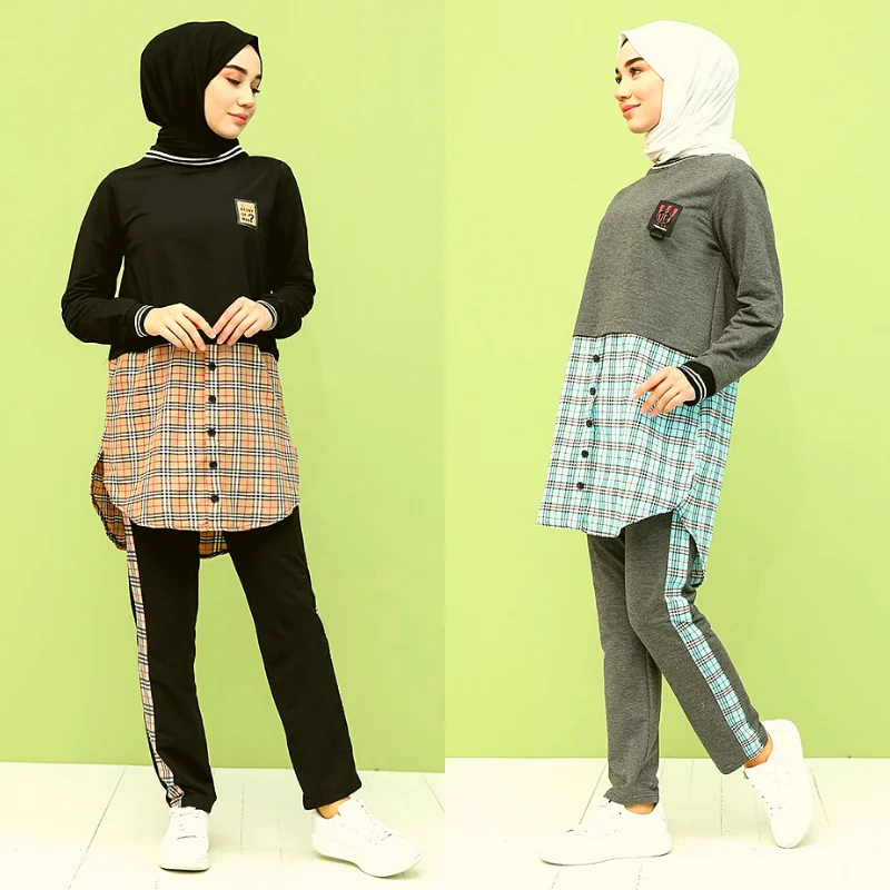 Conjunto de 2 piezas para mujer, chándal informal modesto, Ropa islámica, Moda musulmana, Eid, Mubarak, Abaya, Turquía, Hijab musulmán conjuntos ropa mujer musulmana turquia burkini abaya dubai vestidos musulmanes