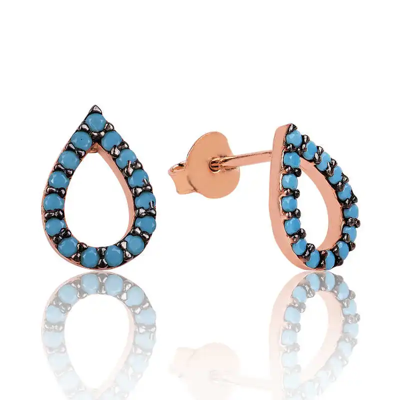 

Merve Silver Turquoise Stone Earrings