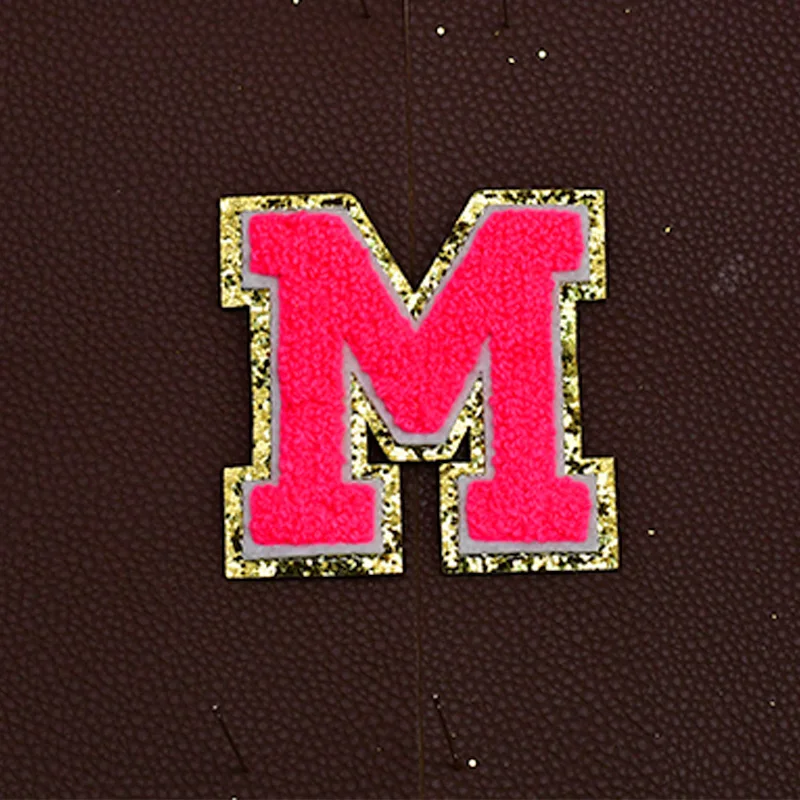 1pc Letter Patches Stickers Iron On Chenille Embroidery Patches Alphabet Rainbow Lightning Airplane Applique Clothing Stickers 