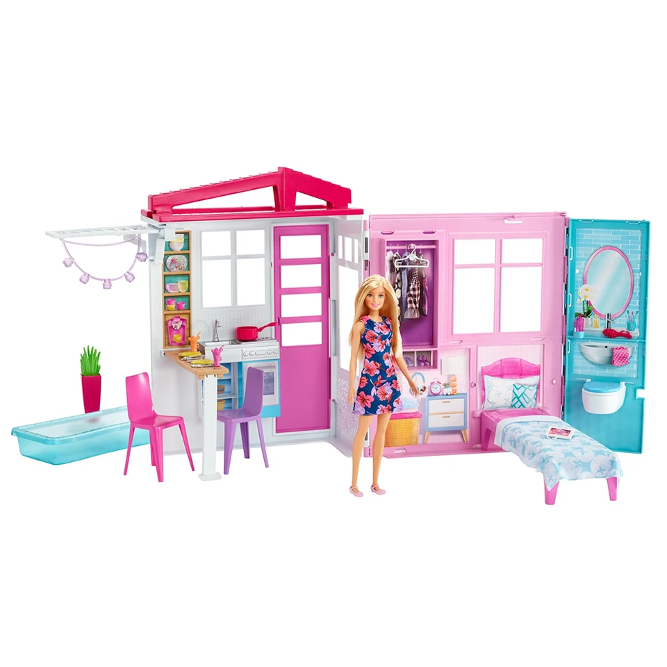 Barbie Casa de muñecas con muebles y accesorios, casa de juguete portátil  con piscina para niños y niñas +3 años (Mattel FXG55) _ - AliExpress Mobile
