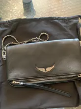 Alas decoradas bolso de un solo hombro de mujer casual moda desenfadada dos cadenas Bolsa Bandolera bolsos de cuero