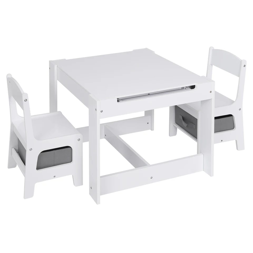 Maxx Kidz Kindertafel en 2 Stoeltjes - Speeltafel voor Kinderen - Wit