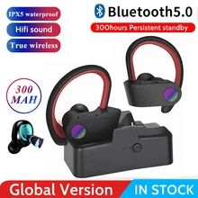 Беспроводные спортивные наушники TWS Bluetooth 5,0 наушники с ушным крюком для бега с шумоподавлением стерео наушники с микрофоном IPX4 водонепроницаемые
