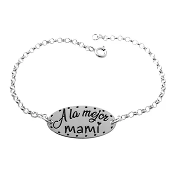 

Bracelet 925 Sterling silver m rolo chain 19cm. Sheet message TO THE BEST MOMMY details heart closure reasa-RECORDING INCLUDED