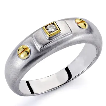 

Gold ring two-tone 18k 1 sparkling diamond 0,03ct [7313]