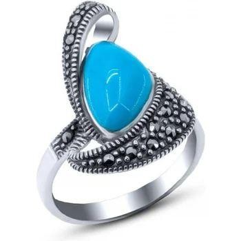 

Silver Wings ring with marcasite and turquoise in silver