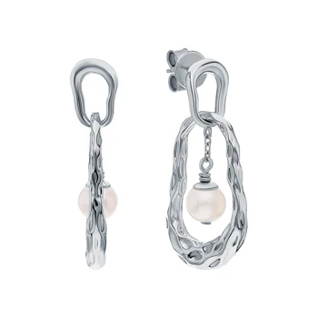 

Silver earrings with pearls cultured sunlight sample 925