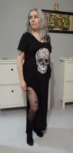Vestido de verano Punk de manga corta suelto, calavera, abertura lateral
