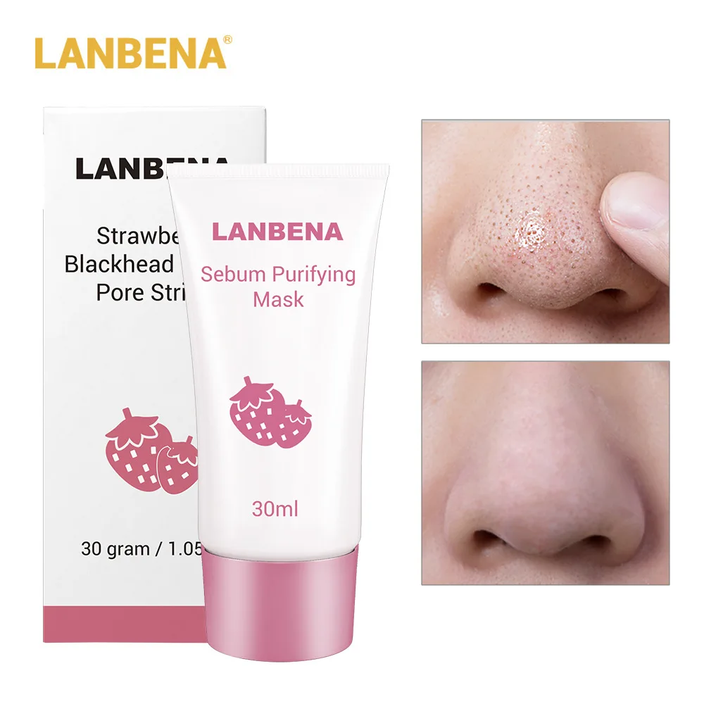 LANBENA клубника удаление угрей маска для носа грязевая полоска черная