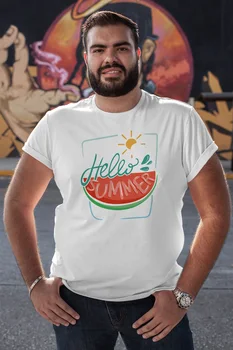 

Angemiel Wear Colorful Hello Summer White Men 'S Cotton Big Size T-Shirt