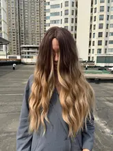 JONRENAU-Peluca de cabello sintético con flequillo para mujer, pelo largo ondulado Natural, Rubio mixto, marrón claro, para fiesta, Blanco/negro