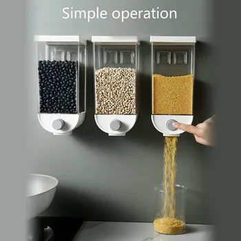 

Creative 1000/1500ML Wall-Mounted Grain Cans Storage Box ABS Food Sealed Storage Container for Kitchen Food Cereal Storage Tank