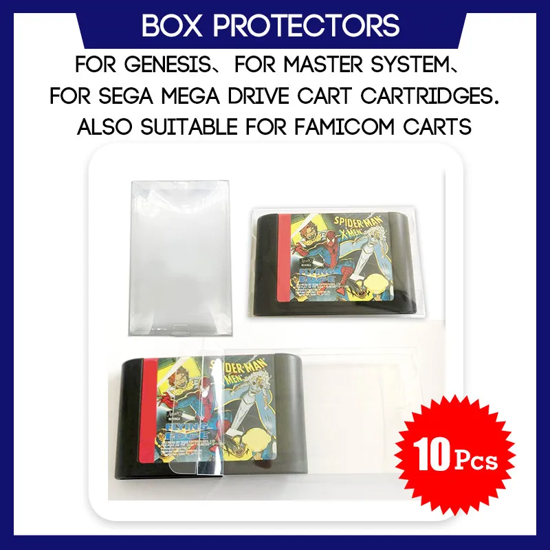 Box Protector For Genesis Master System Sega Mega Drive Famicom Game Cart Cartridges Plastic Case 10 Pcs | Электроника