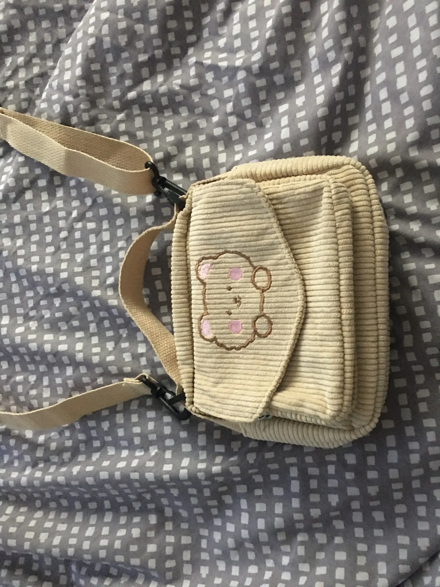 Cute Vintage Corduroy Bear Bag - Kuru Store