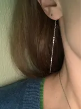 INZATT-Pendientes minimalistas de gota para mujer, de plata de ley 925, joyería fina, cuentas brillantes, cadena de metal larga, aretes de borla, regalo 2018