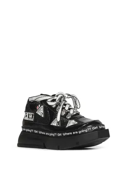 

İLVİ Wound Women's Sneaker Black Wrinkled Patent Leather - Black Print
