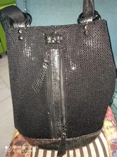 Mochila para ordenador portátil de cuero con lentejuelas para mujer, morral con cierre de personalidad, Mochila antirrobo de viaje