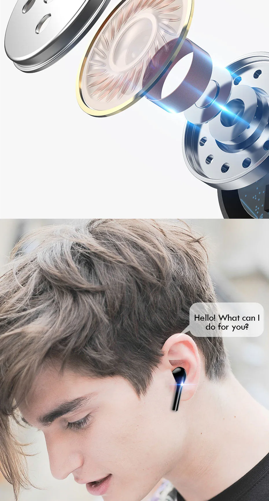 New TWS Bluetooth Wireless Earphones 6D Stereo Headphone Hifi Sport Earbuds Headset With Mic Charging Box For iPhone Xiaomi