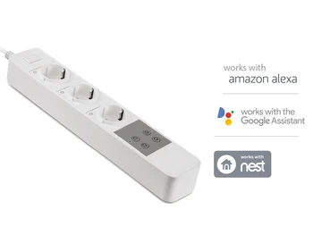 

V-TAC SH08420 V-TAC Smart WiFi Power Strip Power Strip with 3 Schuko sockets 10A Compatible amazon Alexa Google