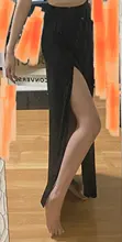Black Skirt Split-Side Girls Sexy Long High-Waist Straight Cotton Solid New