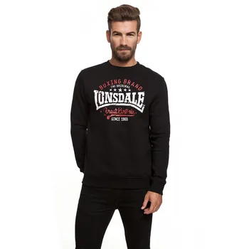 

Lonsdale man sweatshirt without hood black color stamping on the chest very soft and warm