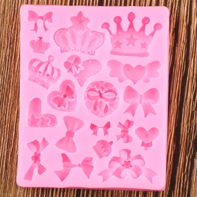 Rajzfilm Korona Csokornyakkendő Szilikon Formák Esküvői Cupcake Topper Fondant Sütemény Díszítő Szerszám - Image 3