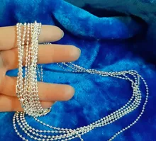 5 unids/lote, 3 tamaños, 1,5mm y 2,0mm y 2,4mm, 7 colores, cuentas plateadas, collar de cadena, Conector de cuentas de 65cm (25,5 pulgadas)