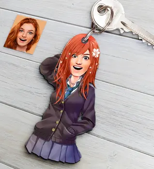 

Personalized Women 'S Anime Baby Caricature Of Wood Anahtarlık-5