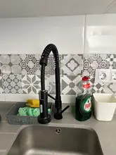 Rozin-Grifo negro mate para cocina, boquilla rociadora de rotación de 360 grados, mezclador montado en cubierta, para fregadero de cocina, frío y caliente