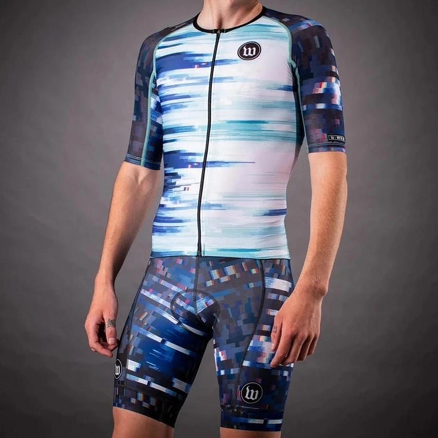 WATTIE INK летняя одежда для велоспорта на открытом воздухе Мужская футболка с коротким рукавом для велосипеда MTB Джерси комплект roupa ciclismo uniforme bib shorts - Цвет: Армейский зеленый