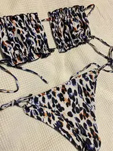 Bikini Bandeau plisado para mujer, bañador Sexy, conjunto de Mini Bikini con Tanga, ropa de playa, traje de baño 2021
