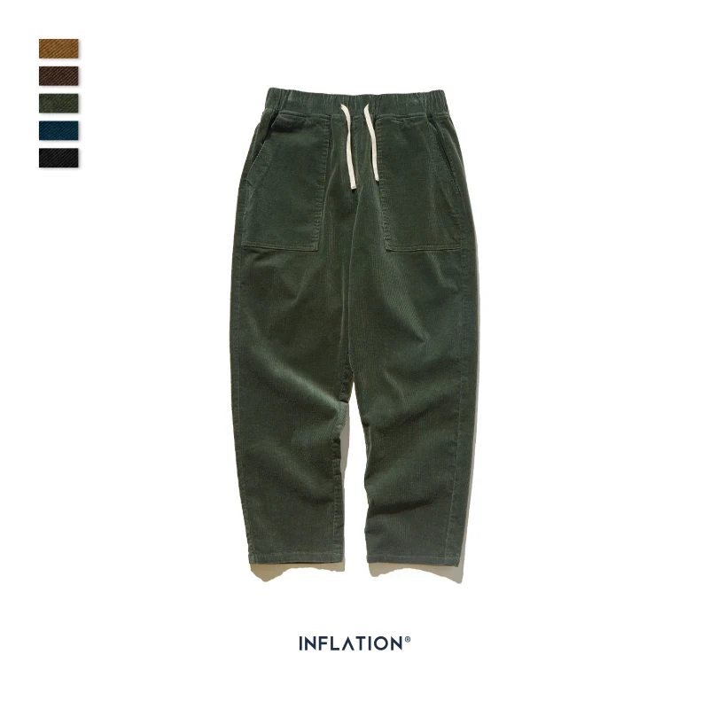army green Коллекция, мужские повседневные штаны, широкие, вельветовые, свободные, одноцветные, мужские вельветовые штаны, 93325W - Цвет: army green