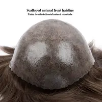 Prothèse capillaire pour hommes, toupet de peau par Injection 0.12-0.14mm, perruques pour hommes, prothèse capillaire 100% cheveux humains 3