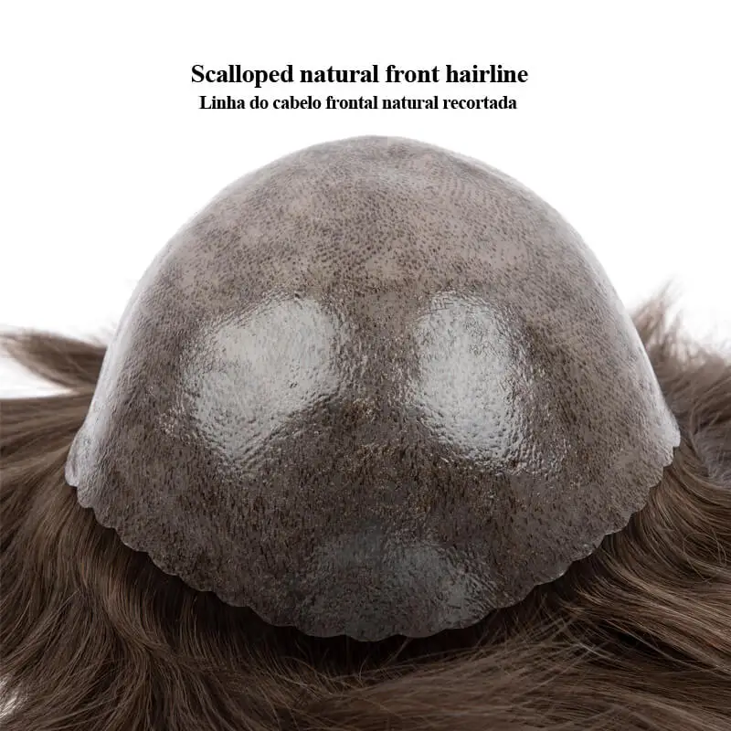 Men's capillary prothesis  0.12-0.14mm Injection Skin Toupee Men Wigs For Man Wig Male Hair Prosthesis 100% Human Hair System 3