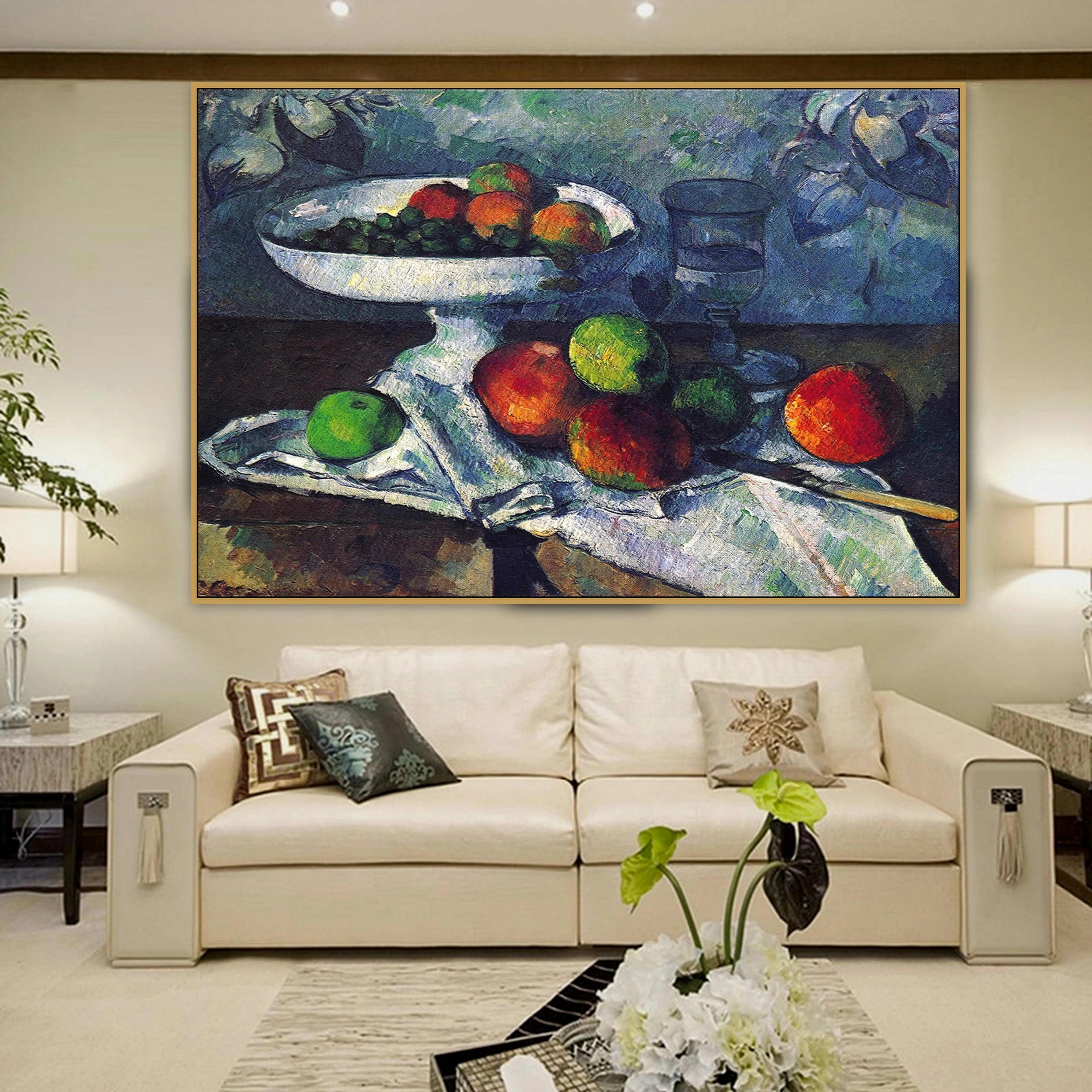 

Paul Cezanne Old Famous Master Artist Still Life with Fruit Dish Canvas Painting Poster and Print for Wall Decor POP Wall Art