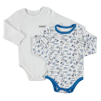 

ebebek HelloBaby Printed Interlock Long Sleeve Snaps Neck Bodysuits 2 pcs